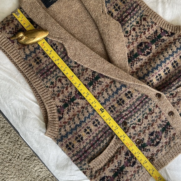 Vintage Ralph Lauren Fair Isle Collared Wool Sweater Vest 80's Women's Size L - Picture 14 of 14